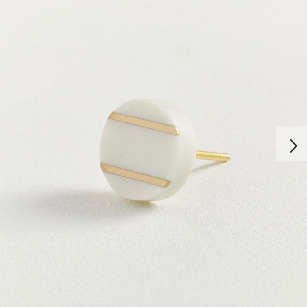 West Elm White Marble Decorative Knob Cabinet Drawer Gold Brass Details Set Of 4